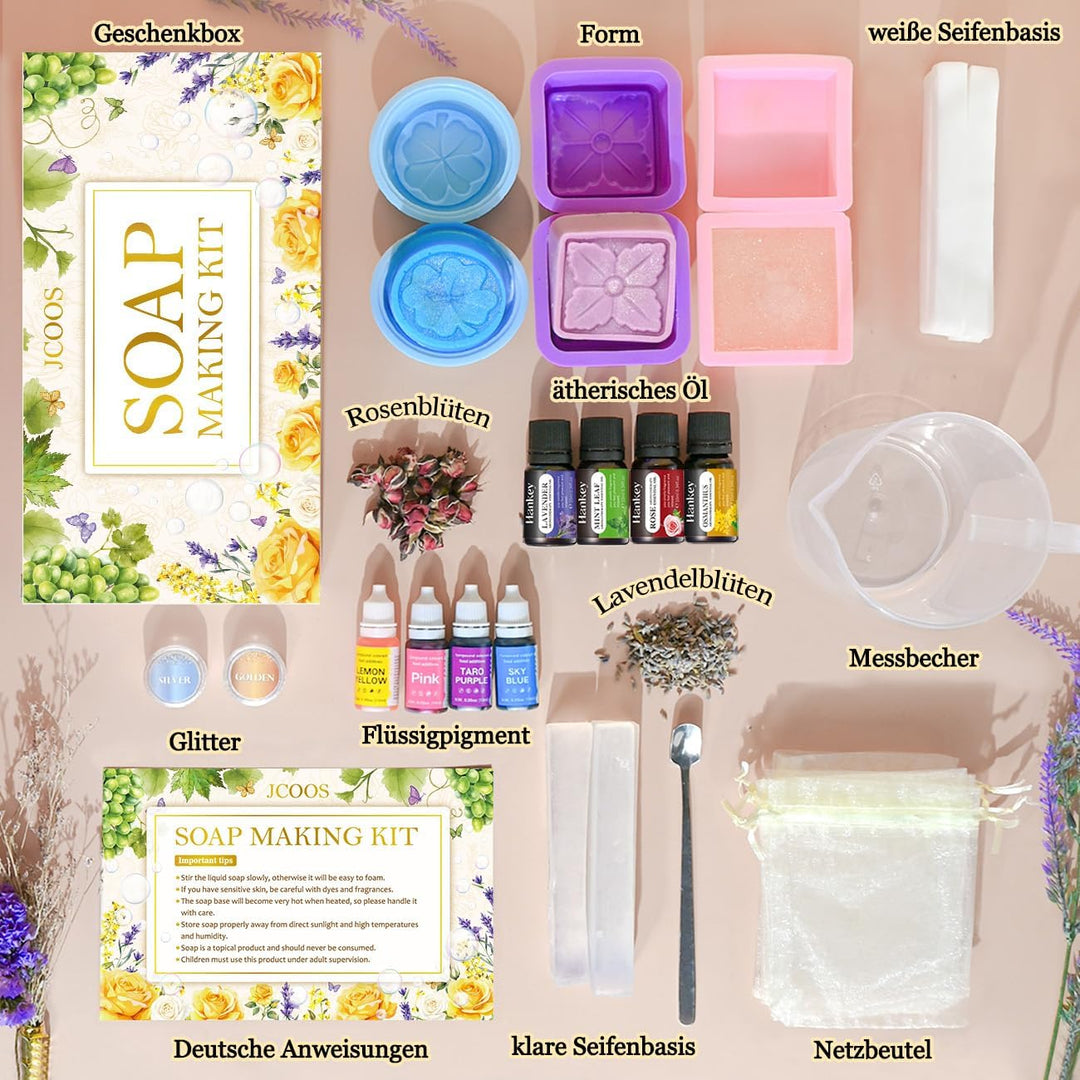 Vezerd Seife Selber Machen, Kreative Bastelset Erwachsene DIY Set Seifenherstellung mit Seifenform,
