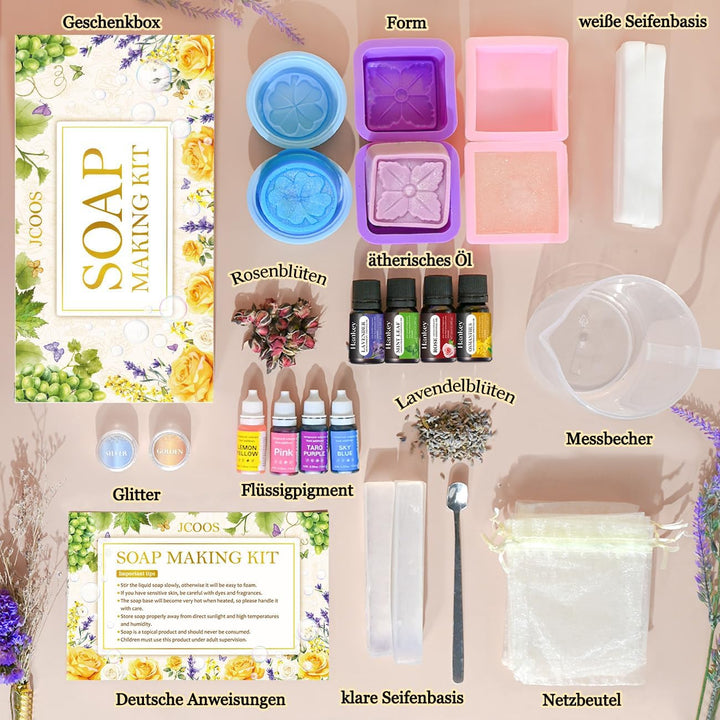 Vezerd Seife Selber Machen, Kreative Bastelset Erwachsene DIY Set Seifenherstellung mit Seifenform,