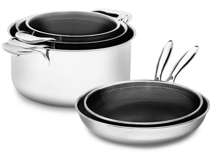 Onyx Cookware Pfannenset & Kochtopfset–5-teilig | 2 Bratpfannen 24/28 cm & 3 Kochtöpfe 20/24/28 cm |