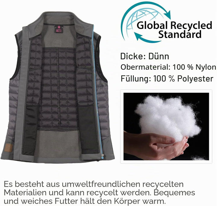 Little Donkey Andy Leichte Puffer Weste Damen Warme Ärmellose Outdoorjacke Wandern Reisen Laufen L D