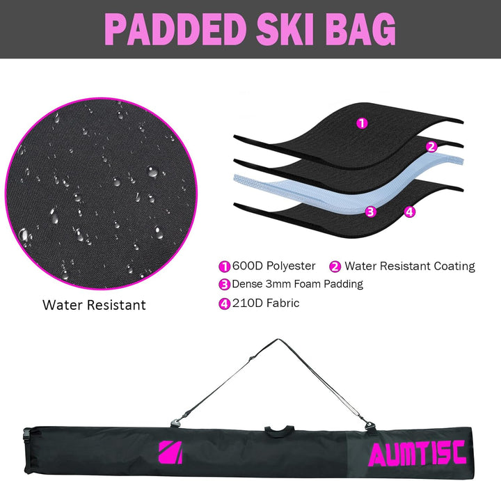 AUMTISC Skitasche und Skischuhtasche Combo - Skitaschen für Flugreisen - gepolsterte Schneeskitasche