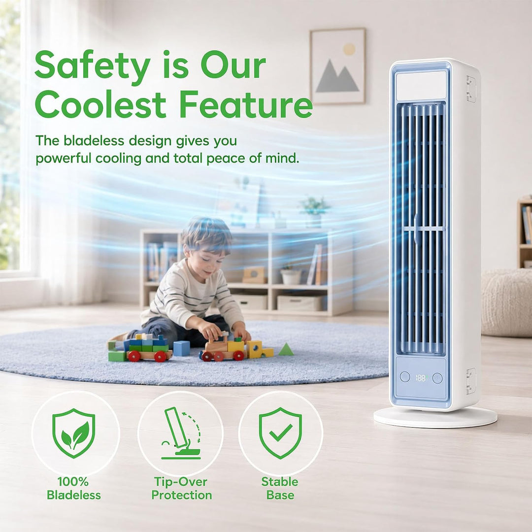 Mobiler Luftkühler Extrem Leise, Tragbare Klimaanlage für Schlafzimmer, Ventilator ohne Flügel mit N