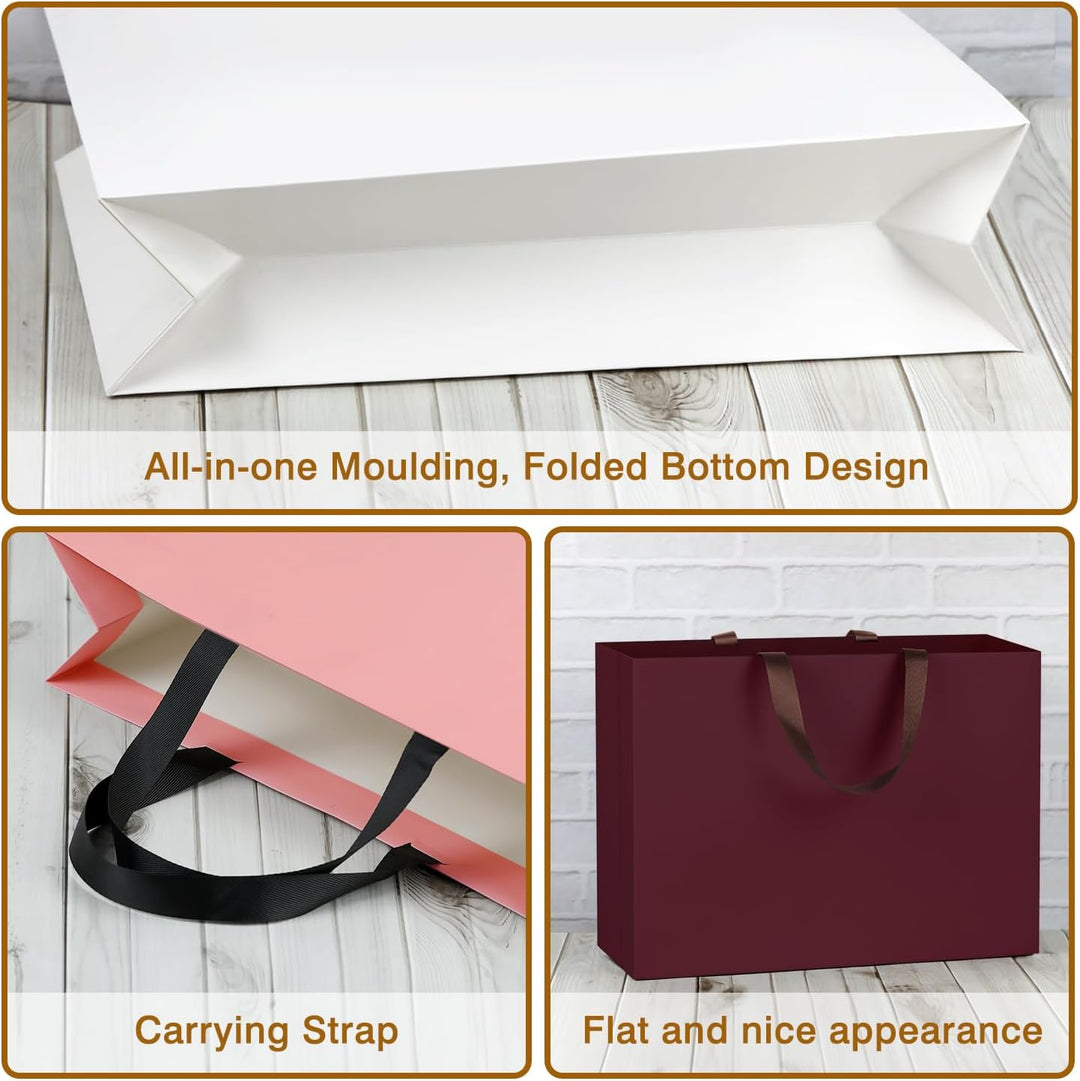 NAHRMY 10 Stück Extra Grosse Geschenktüte mit Henkel Gelb 43 x 32 x 13 cm, Geschenktüte Gross Papier