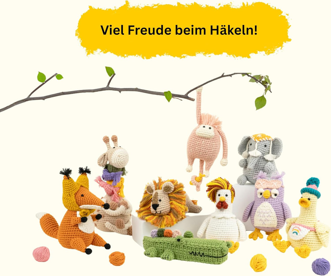 The loop story Häkelset Tiere Löwe Crochet kit mit Video-Kurs (Schritt für Schritt auf English) – Hä