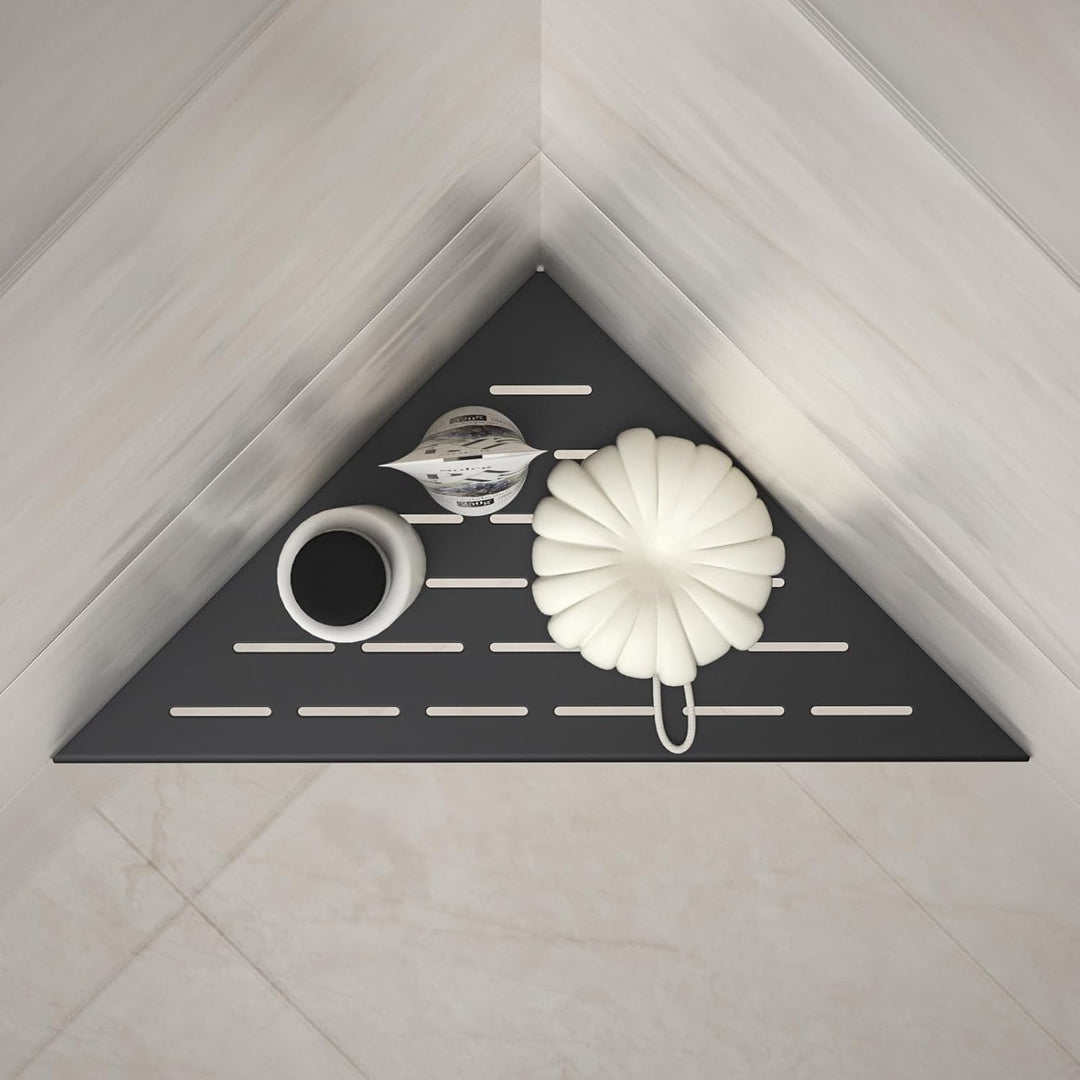 Eck-Duschregal 305mm Mattschwarz, 304 Edelstahl, eingelassenes Eckregal Badezimmer-Duschregal für ge