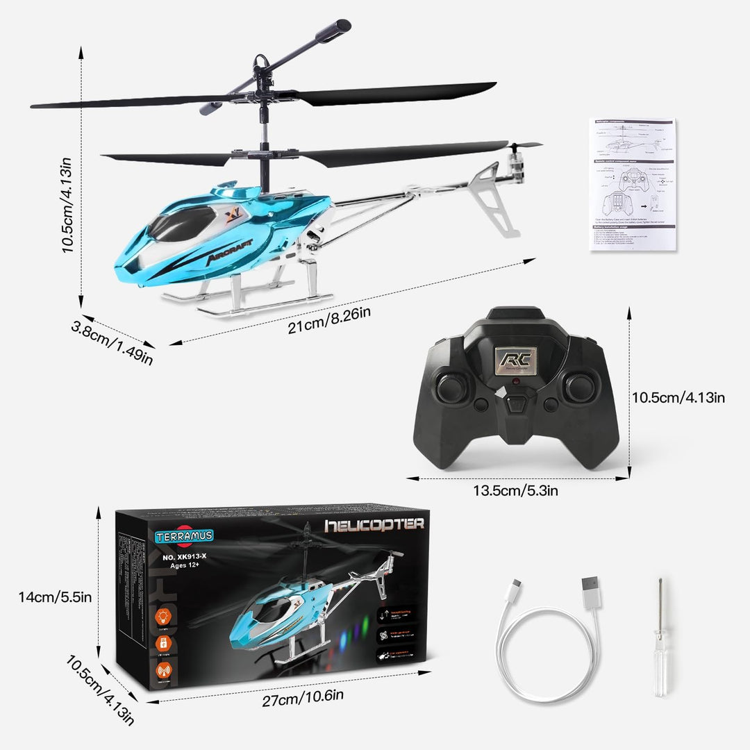 TERRAMUS RC Hubschrauber- 2.4G Ferngesteuerter Hubschrauber Indoor RC Helikopter Spielzeug mit LED-L