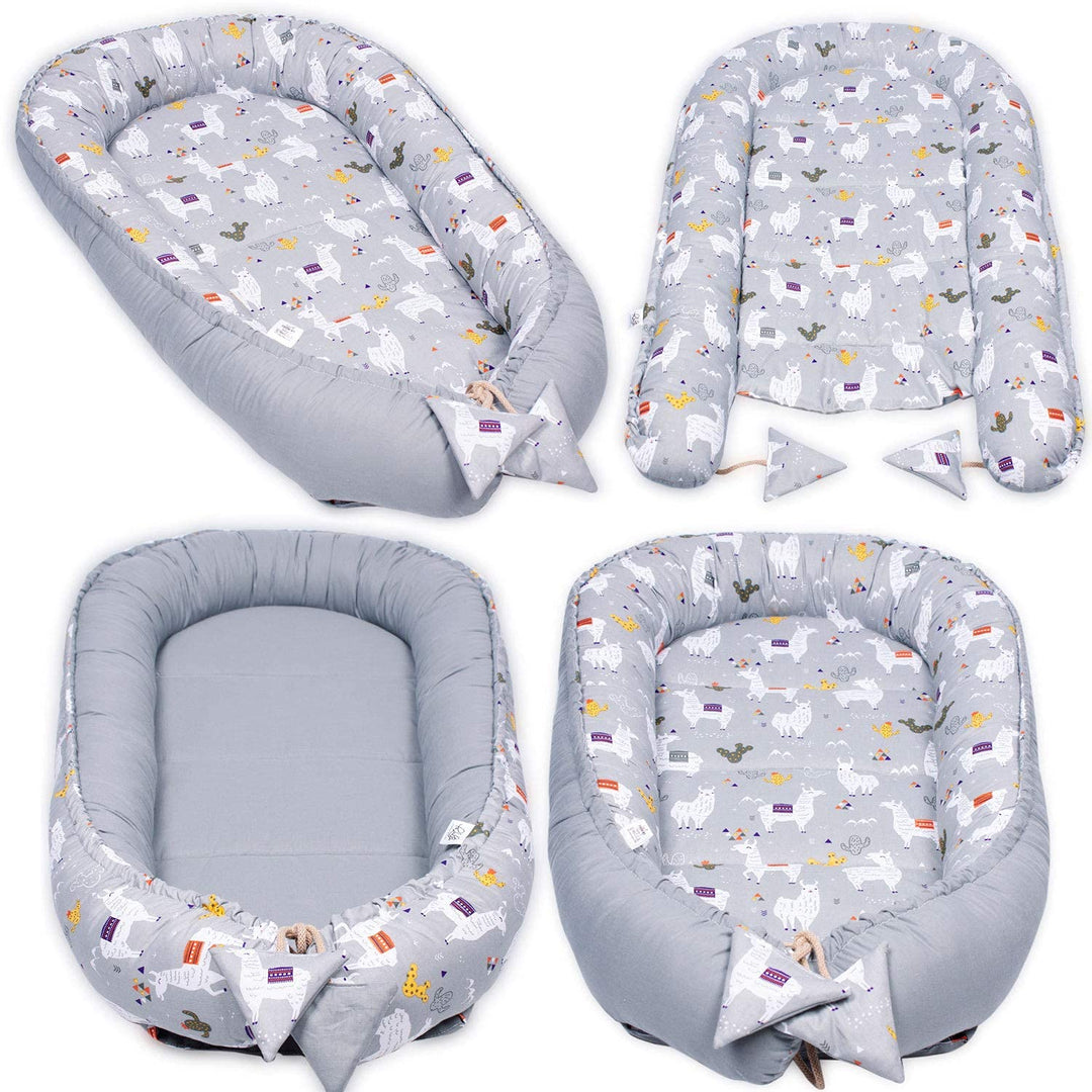 PaLulli 4-TLG Premium Velvet Baby Ausstattung-Set Kuschelnest Babynest 100x55cm herausnehmbarer Baby