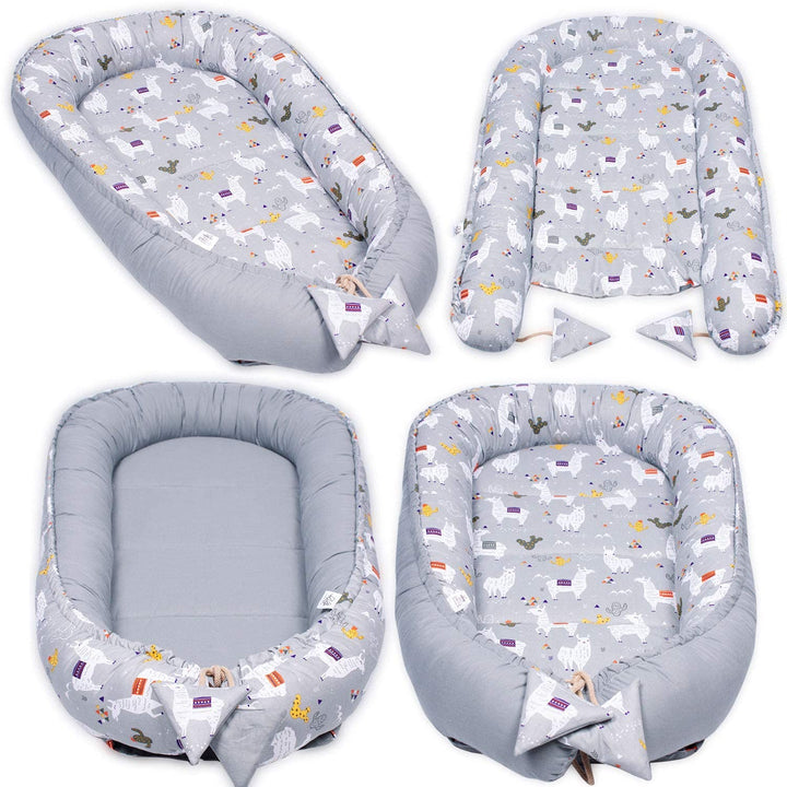 PaLulli 4-TLG Premium Velvet Baby Ausstattung-Set Kuschelnest Babynest 100x55cm herausnehmbarer Baby