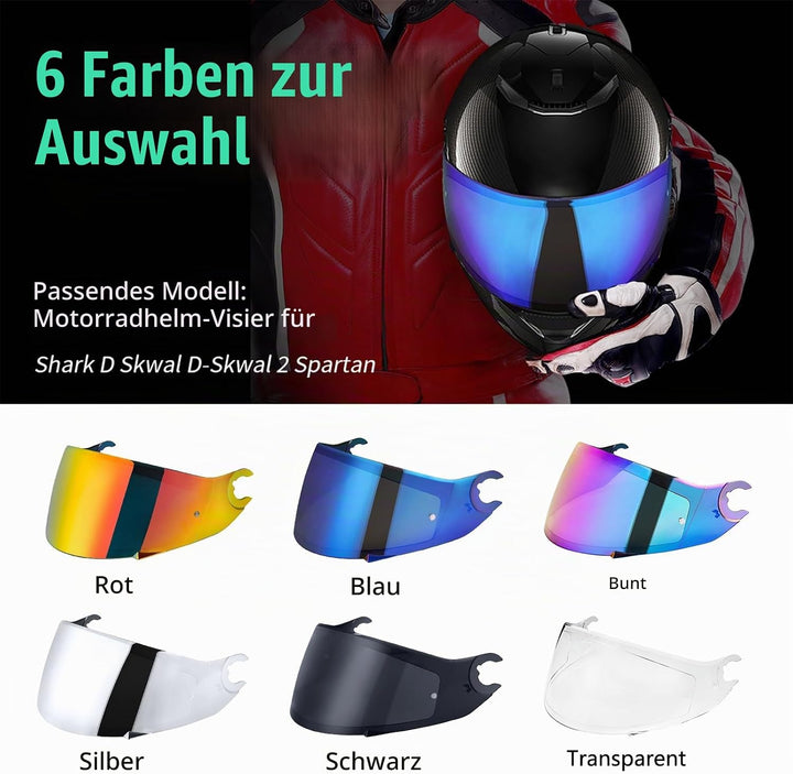 Motorradhelm Visier für Shark D Skwal D-Skwal 2 Spartan Carbon,Helmvisier Motorrad Windschutz Helm O