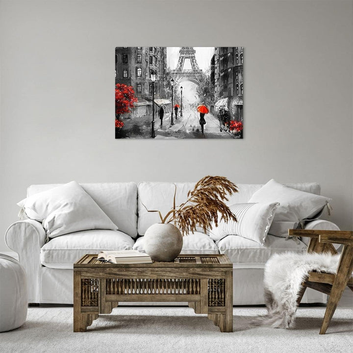 Bilder auf Leinwand Paris Stadt Zuhause Leinwandbild mit Rahmen 70x50cm Wandbilder Dekoration Wohnzi