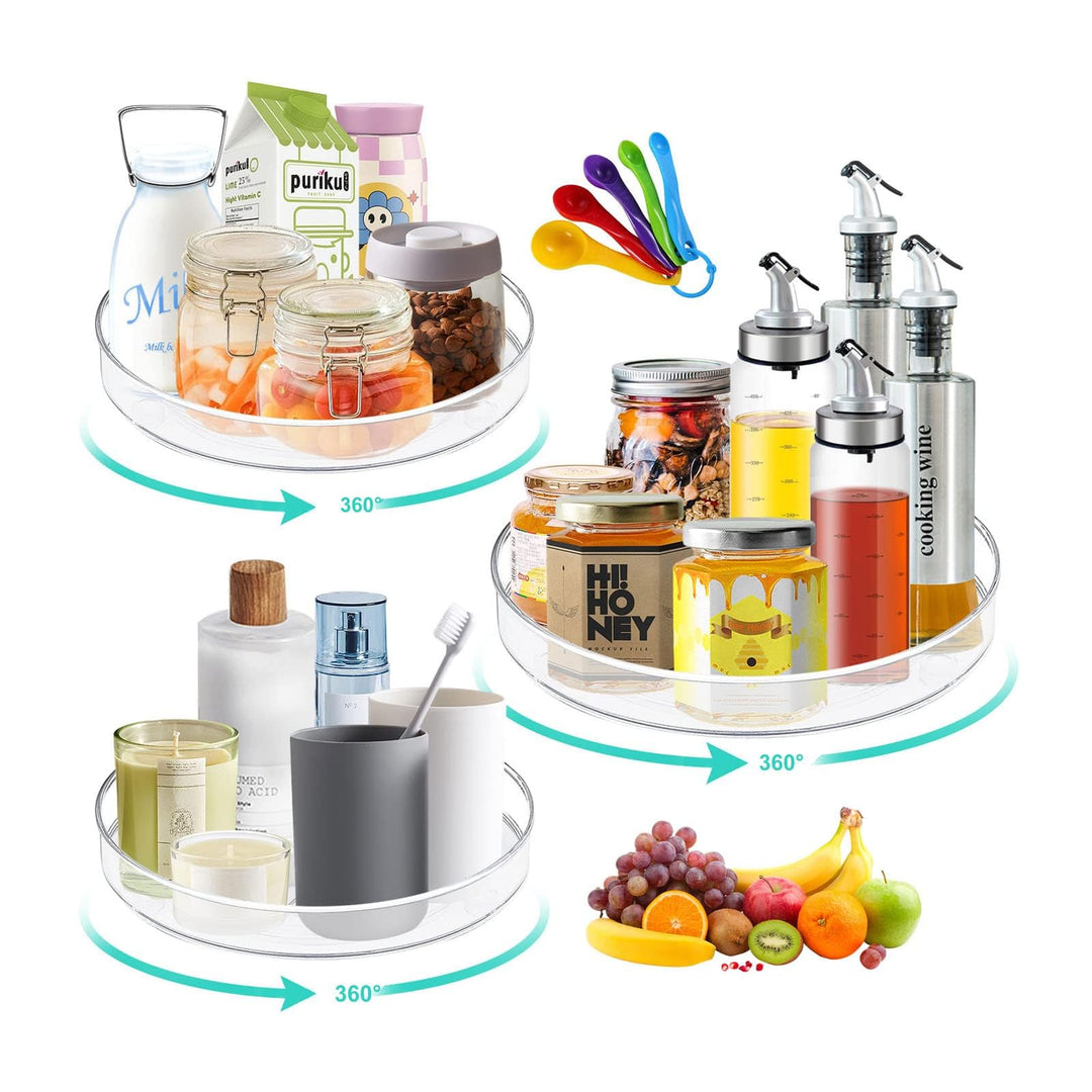 3er-Pack Drehbar Gewürzregal,Schrank Organizer für Kühlschrank,360°Drehbares Gewürzregal,Drehteller