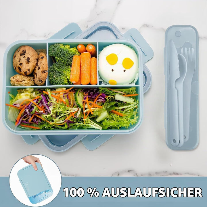 Bugucat Brotdose mit Fächern 1300ML,Lunchbox Kinder Auslaufsicher mit 4 Fächern,Lunch Box Bento Box