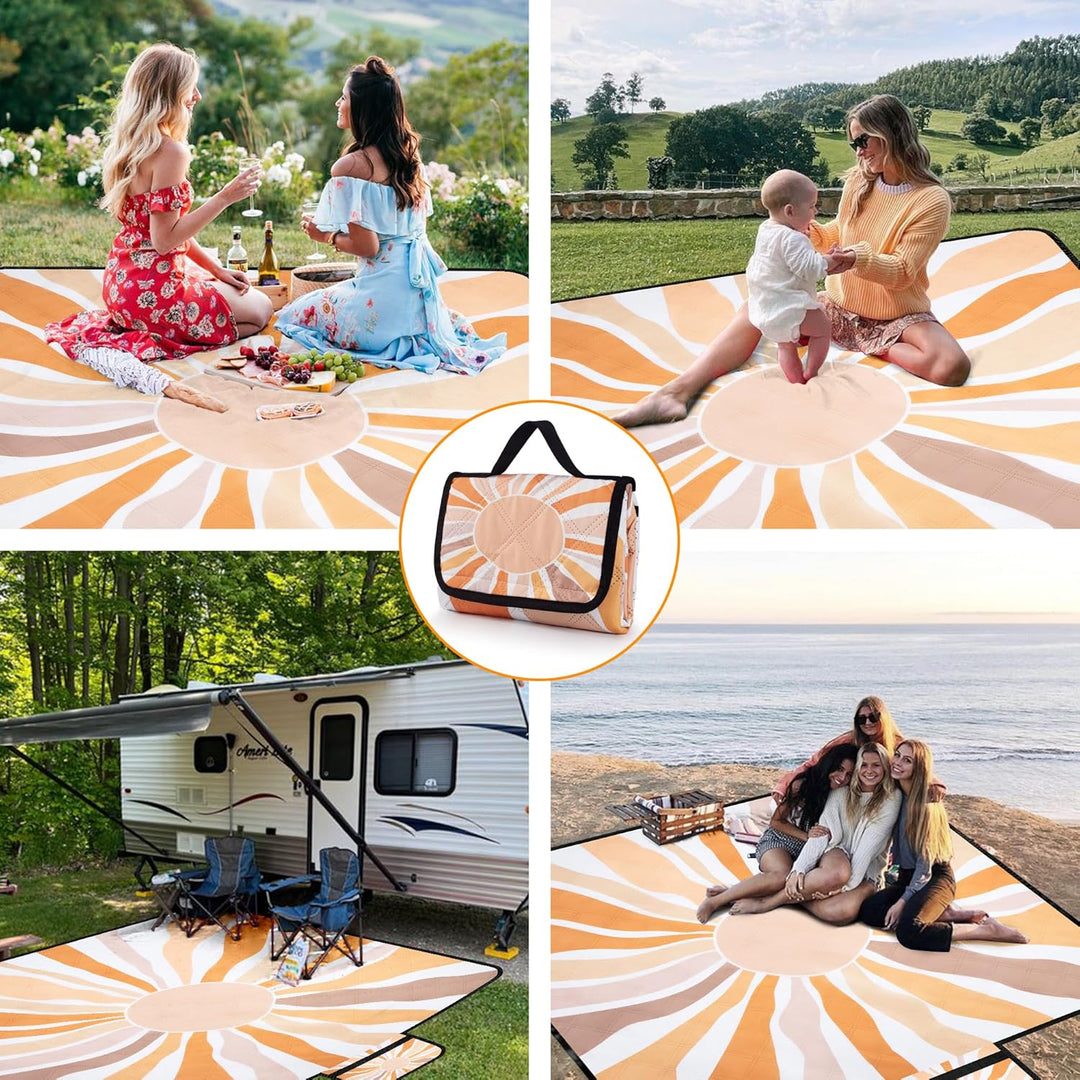 Jopee Gross Outdoor Picknickdecke, 200 x 200cm Wasserdicht Faltbare Stranddecke für 4-6 Personen, Le