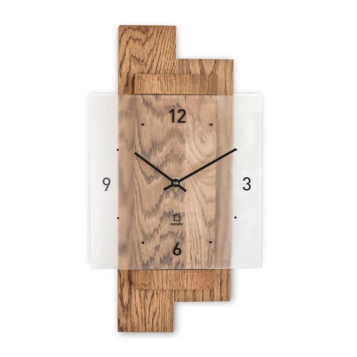 Natuhr Wanduhr Holz Räucherwald geräuscharm Eiche Massivholz Mineralglas U.T.S. Uhrwerk (Räuchereich