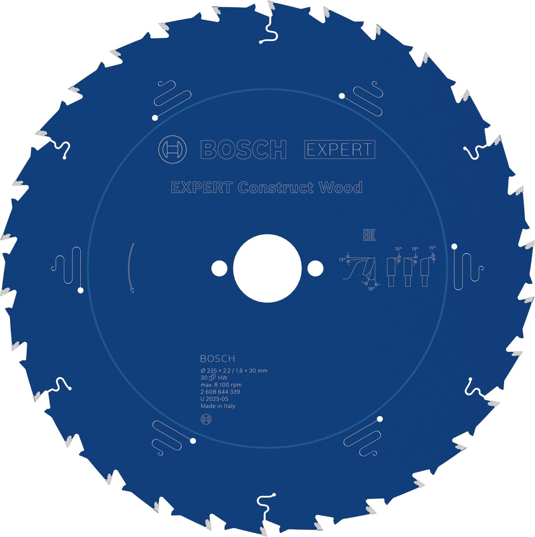Bosch Professional 1x Kreissägeblatt Expert for Construct Wood (für Bauholz, Sägeblatt Ø 235 x 30 x