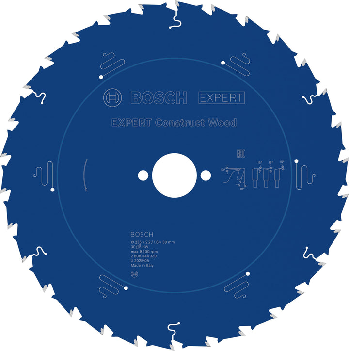 Bosch Professional 1x Kreissägeblatt Expert for Construct Wood (für Bauholz, Sägeblatt Ø 235 x 30 x