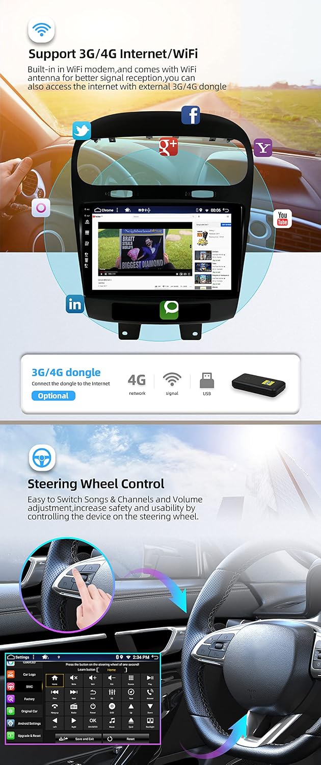 JOYX Android 12 IPS Autoradio Passt für Fiat Freemont Dodge Journey Leap (2012-2020) - 4G+64G - Eing
