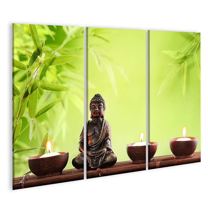 islandburner Bild auf Leinwand Buddha In Meditation Bilder Wandbilder Poster Leinwand 130x80cm - 3 T