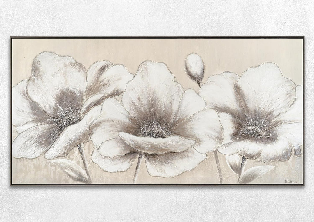 YS-Art XXL Abstrakt Acryl Gemälde auf Leinwand handgemalt Blumen II Wandbilder Wohnzimmer moderne Be