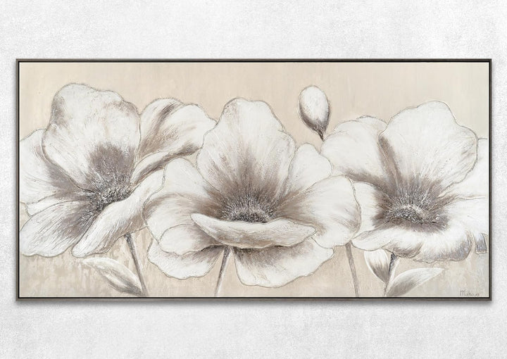 YS-Art XXL Abstrakt Acryl Gemälde auf Leinwand handgemalt Blumen II Wandbilder Wohnzimmer moderne Be