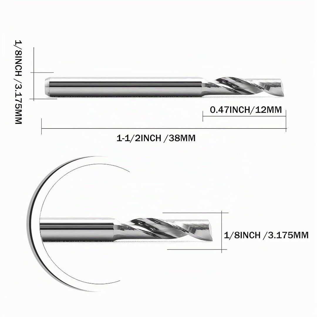 EU_HOZLY 3. 175 x 12 mm Einzelnut-Fräsfräser für Aluminium, CNC-Werkzeuge, Vollkarbid, 5 Stück