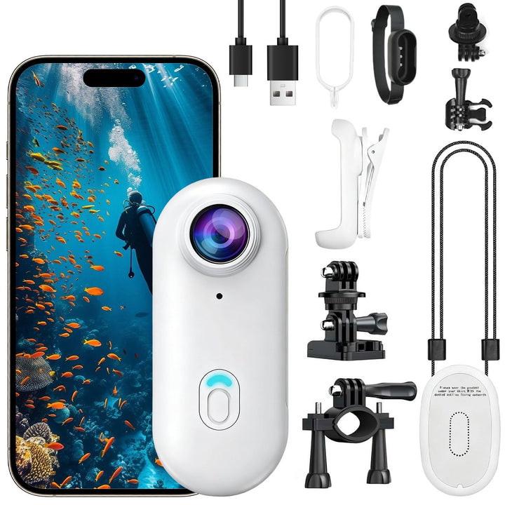 OBEST Mini Action Cam 4K 360 Action Kamera Bodycam Körperkamera, Magnetisch Reiten Vlog POV Camera,