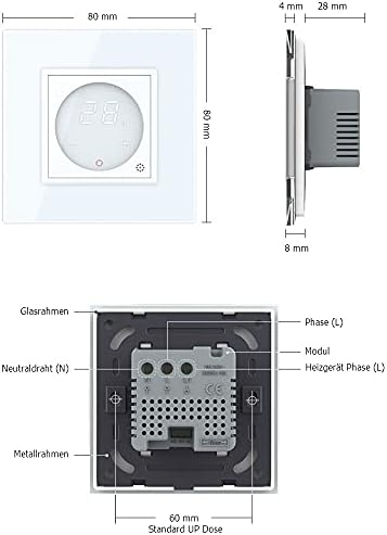 LIVOLO Digitales Touch Raumthermostat mit Bodenfühler/Temperaturfühler für Fussboden/Elektroheizung