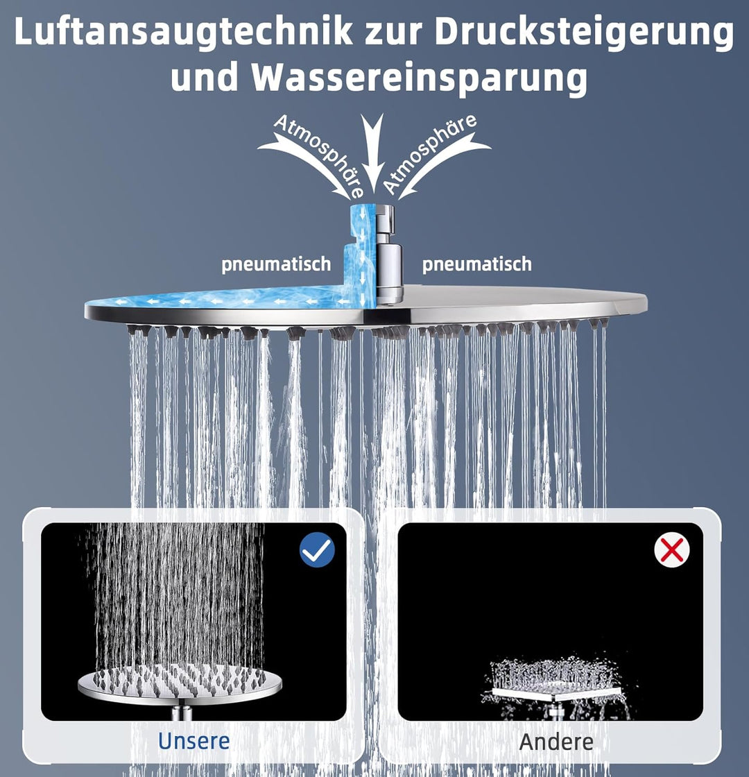Duschkopf Regendusche, Edelstahl Regendusche Duschkopf, Anti-Kalk-Düsen (Chrom, 25 cm) Kreisförmig 2