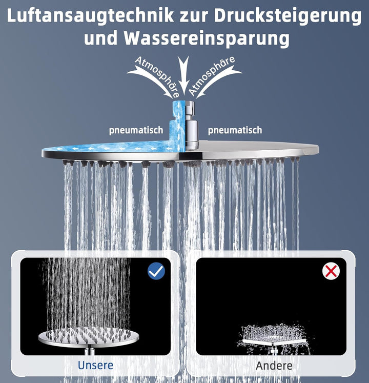 Duschkopf Regendusche, Edelstahl Regendusche Duschkopf, Anti-Kalk-Düsen (Chrom, 25 cm) Kreisförmig 2