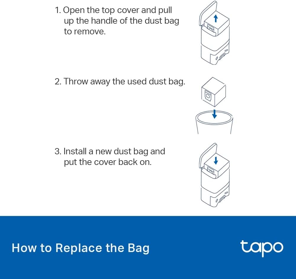 Tapo RVA200 Roboter Vacuum Disposable Dustbag, Kunststoff Ersatz Teile, Ersatz Teile