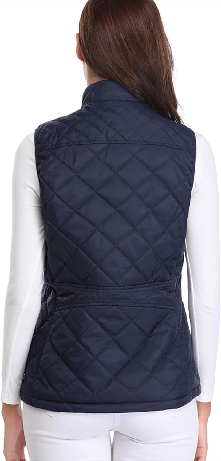 fuinloth Damen Weste mit Stehkragen Westen Steppweste Leicht Ärmellos Jacke mit Reissverschluss Tasc