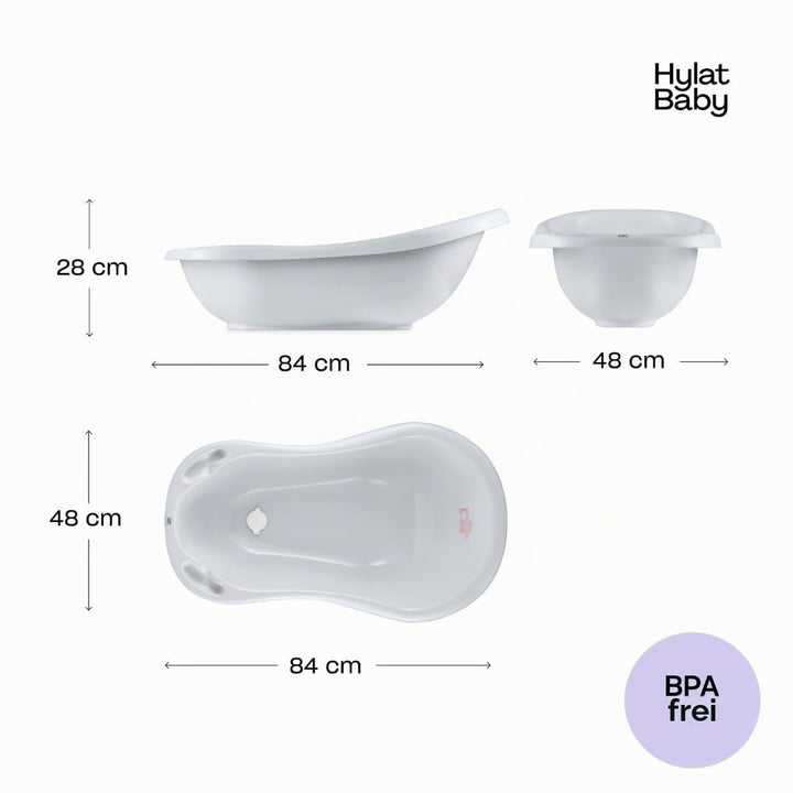 Hylat Baby - Friends Grau - Babywanne mit Stöpsel - TÜV Rheinland zertifiziert - stabil und bequem,