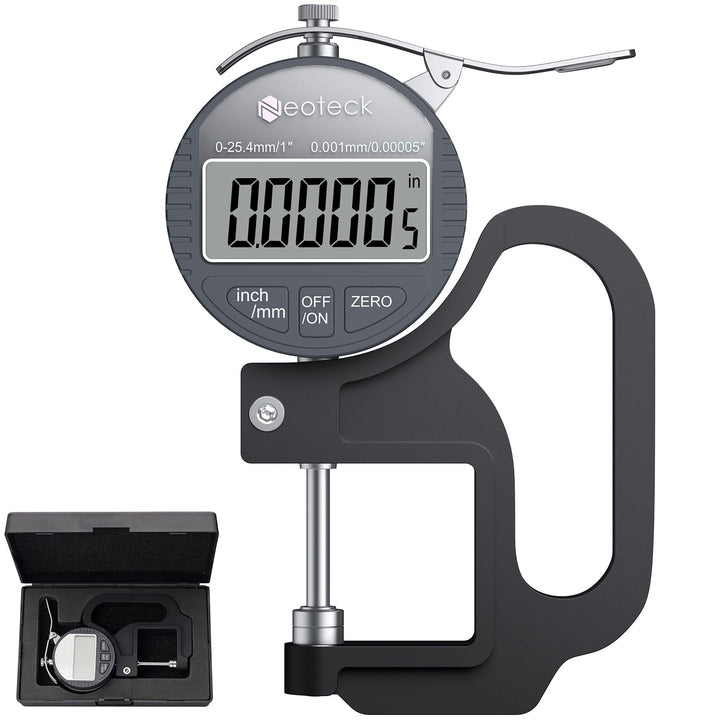 Neoteck Tragbares digitales Dickenmessgerät 0-25,4 mm Messbereich 0,001/0,00005 '' elektronischer Mi