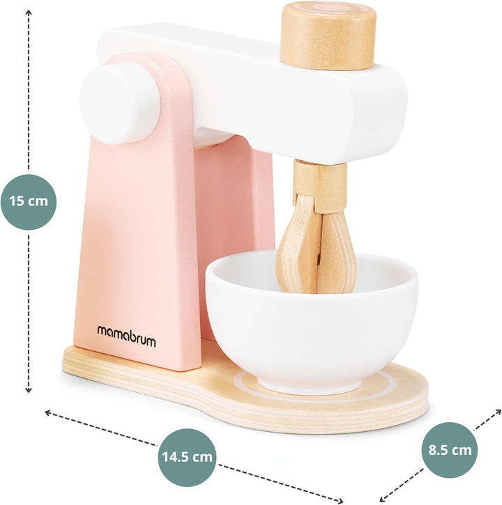 Mamabrum Holzmixer Set für Kinder mit Schüssel, Nudelholz, Mehl & Kekse - Lernspielzeug KinderküC