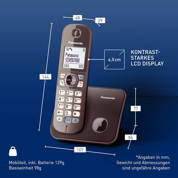 Panasonic KX-TG6811GA DECT Schnurlostelefon (strahlungsarm, Eco-Modus GAP Telefon, ohne Anrufbeantwo