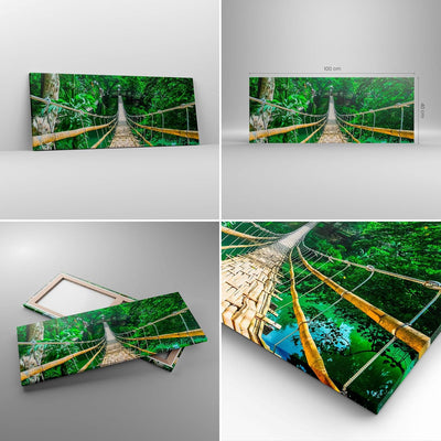 Panorama Bilder auf Leinwand 100x40cm Leinwandbild Gehweg Baum Holz Steg Gross Wanddeko Bild Schlafz