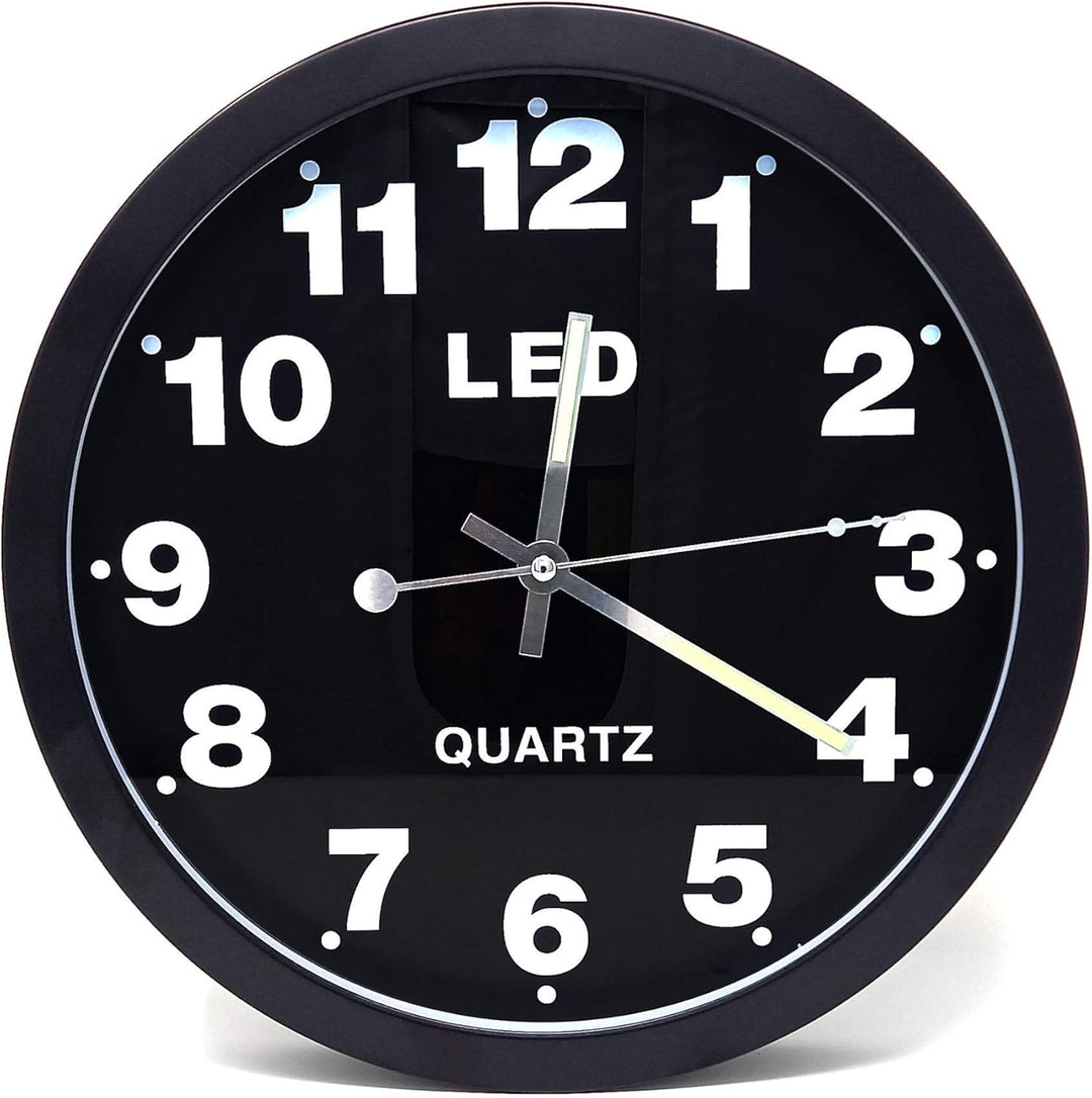 Starlet24 Wanduhr 29,5cm Ø beleuchtet mit bunter LED-Zifferbeleuchtung und Quarz-Uhrwerk (laufruhig,