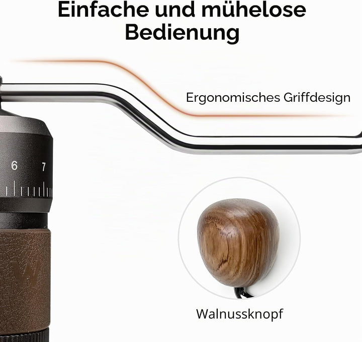 HiBREW G4B Manuelle Kaffeemühle mit externem verstellbarem Zifferblatt, konische Aluminium-Mühle, nu