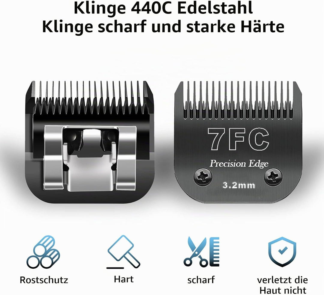 7FC/5FC/4FC Edelstahl Hundeschermaschinenklingen,kompatibel mit Heiniger/Andis/Oster A5/Wahl KM10 Se