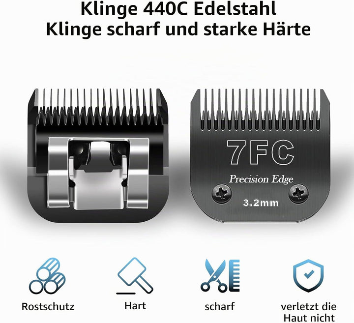 7FC/5FC/4FC Edelstahl Hundeschermaschinenklingen,kompatibel mit Heiniger/Andis/Oster A5/Wahl KM10 Se