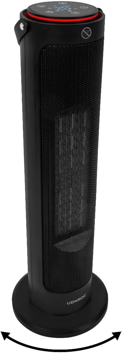 VONROC Elektroheizung - Turmheizlüfter - 2000W - Keramik - ECO-Modus - Schwenkfunktion - LED-Display