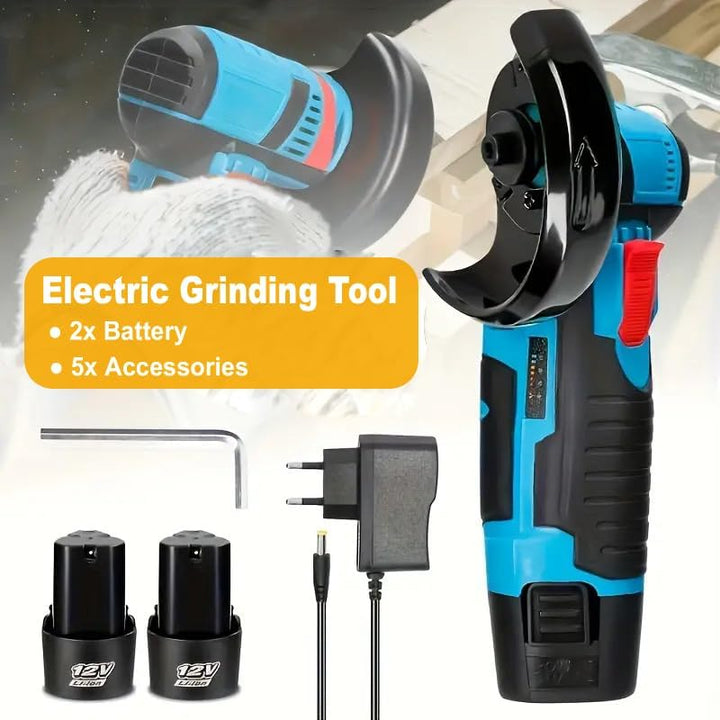 Mini Akku Winkelschleifer 12V, 76mm Bürstenloser Trennschleifer mit 2x 1500mAh Akku & 5 Scheiben, 19