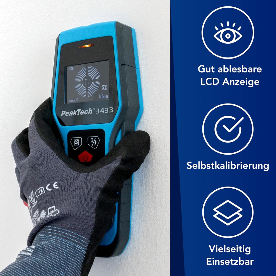 PeakTech P3433 – Professionelles Leitungssuchgerät – Digitaler Leitungssucher für Stromleitungen, Me