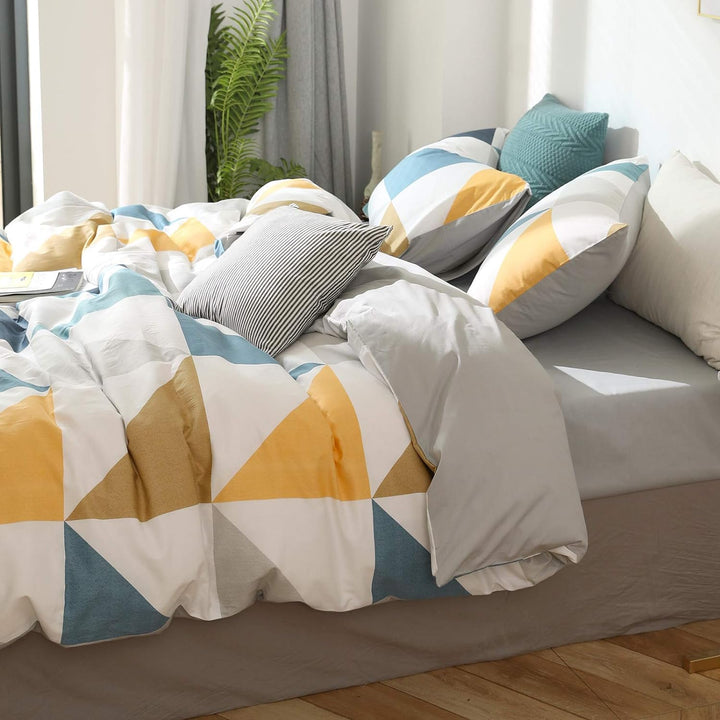 GETIYA Luxus Bettwäsche 220x240 Baumwolle Damen Herren Geometrische Bettwäsche Kontrast Farbe Bettwä