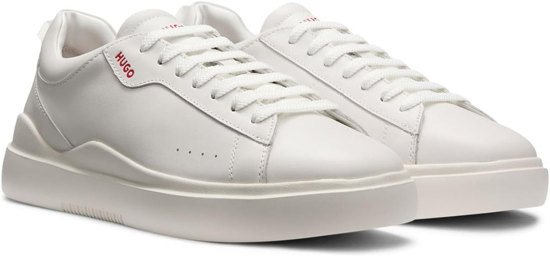 HUGO Herren Blake Tenn Sneakers aus Glattleder mit Cupsohlen Grösse 39 EU Weiss, 39 EU Weiss