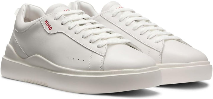 HUGO Herren Blake Tenn Sneakers aus Glattleder mit Cupsohlen Grösse 39 EU Weiss, 39 EU Weiss