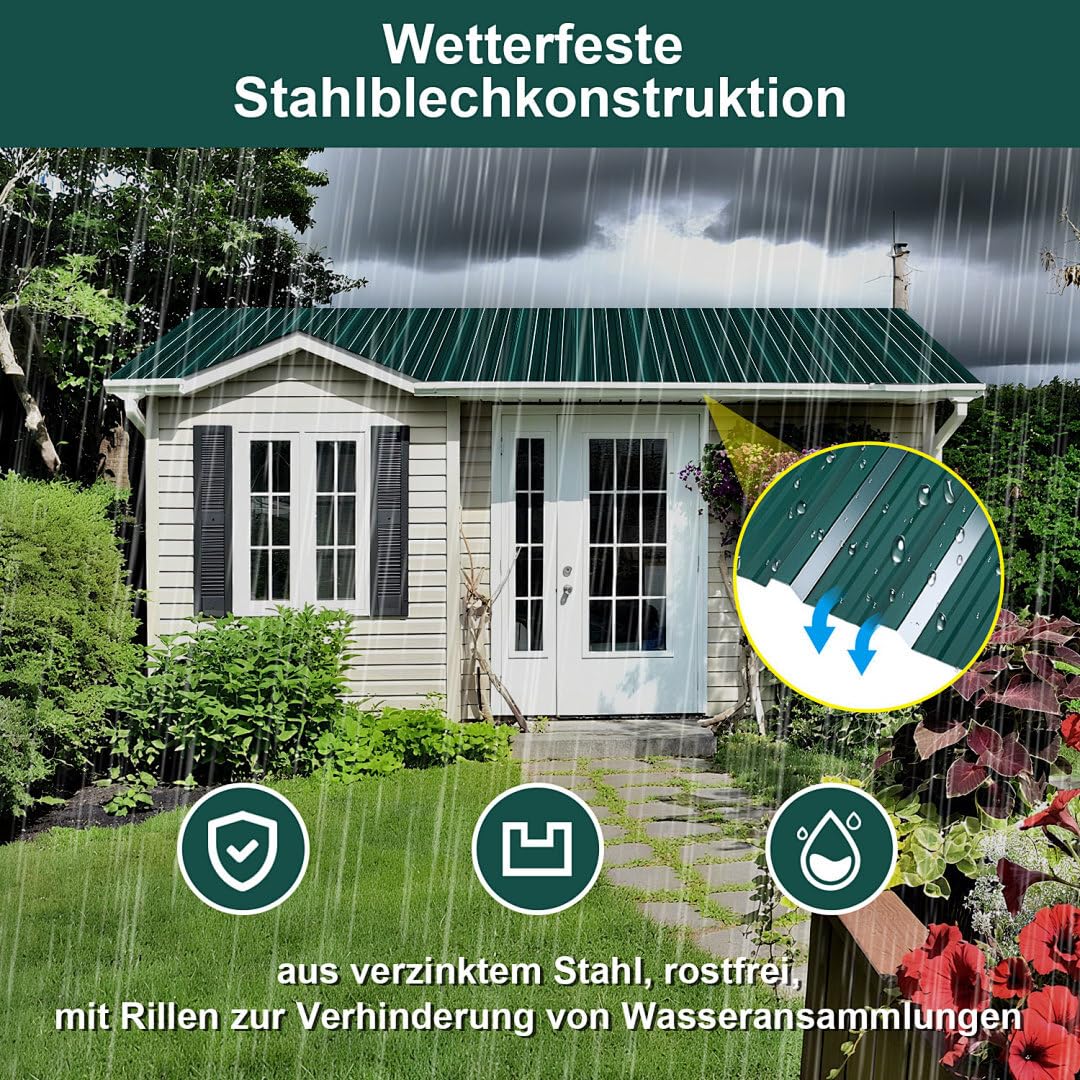 12er Set Profilblech Trapezblech, Dachplatten Wellblechplatten für Dach 129x46cm 7m² Metall Stahlble