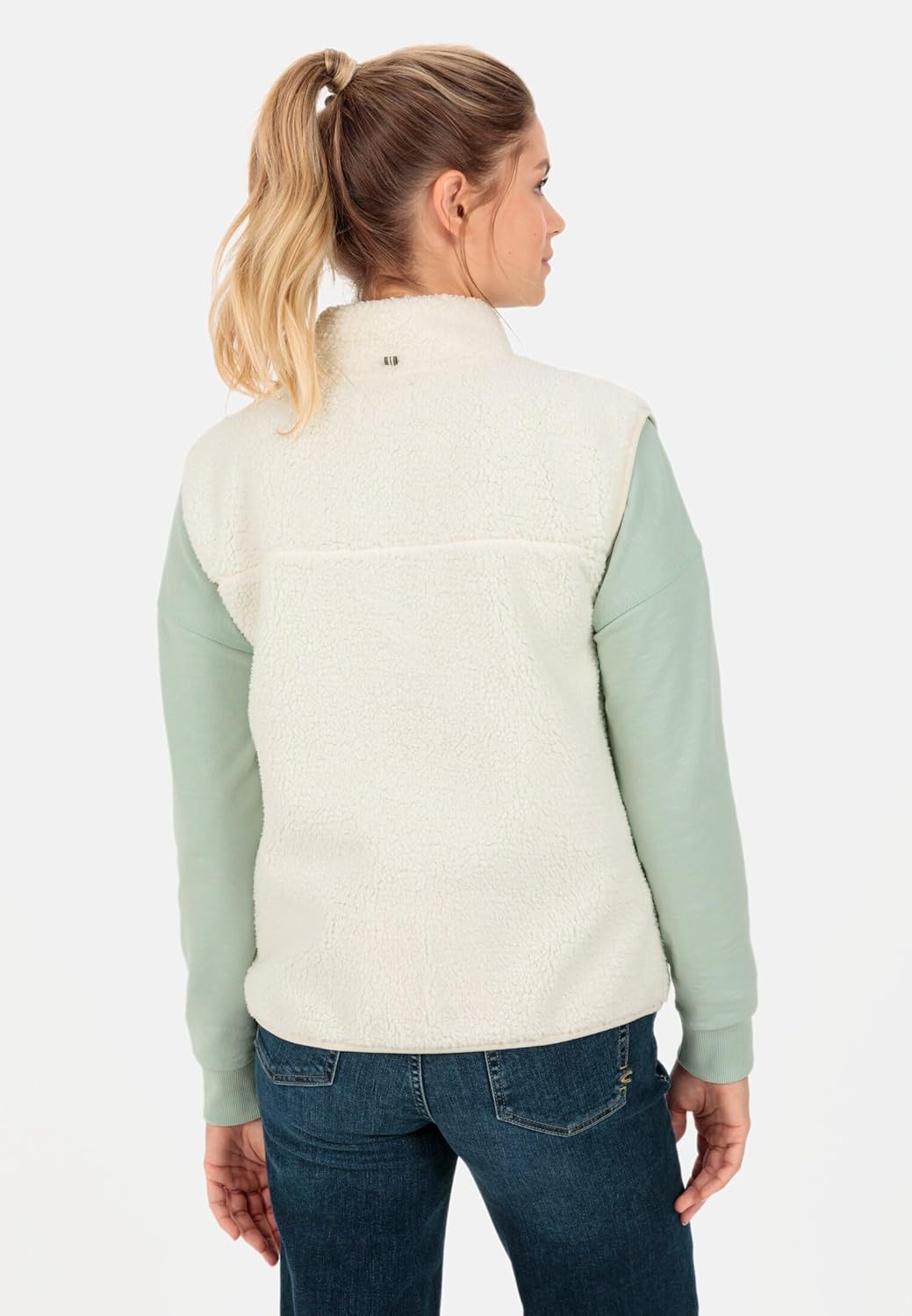 camel active Damen Teddy Weste mit Stehkragen XXL Weiss, XXL Weiß