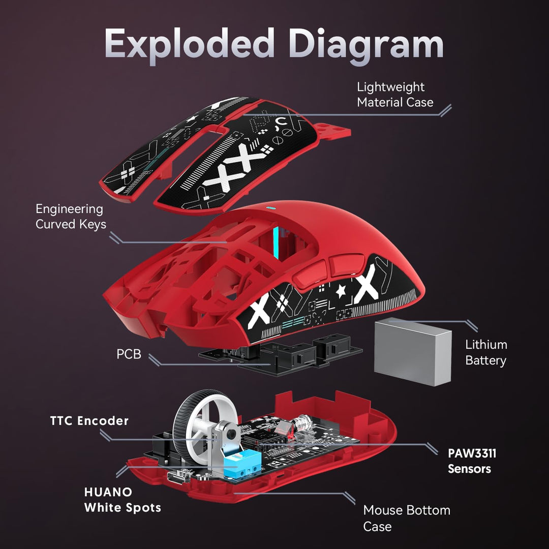 ATTACK SHARK X11 Gaming Mouse mit Magnetic Charging Dock, PixArt PAW3311 Gaming Sensor, BT/2.4G Wire