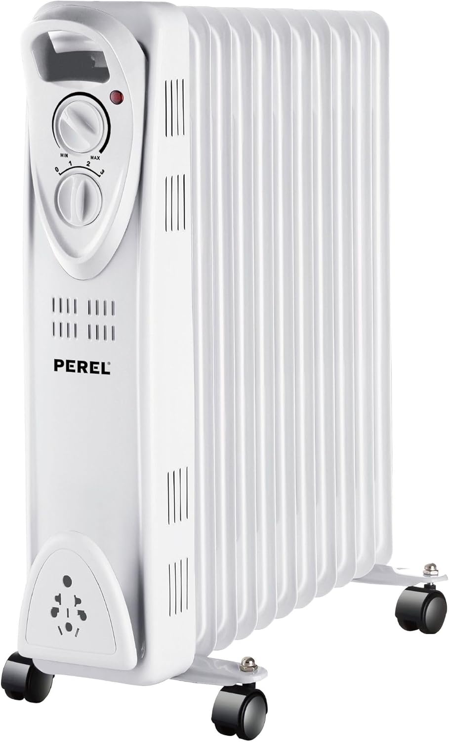 Perel 2500W Ölradiator mit 11 Rippen, 3 Heizstufen, einstellbarem Thermostat, Griff, Rädern, Überhit